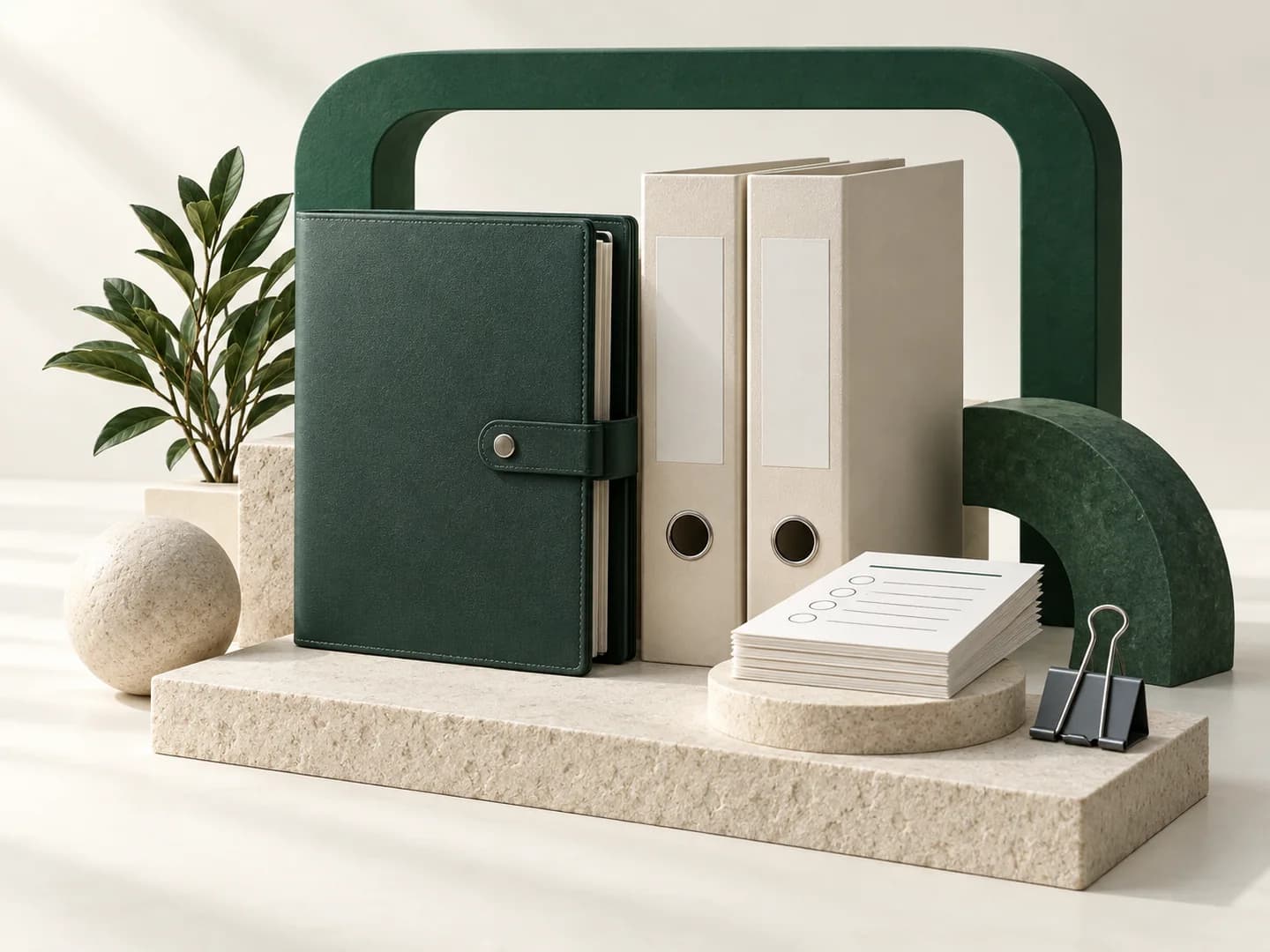 Conceptual illustration of organised procurement folders and supporting documents